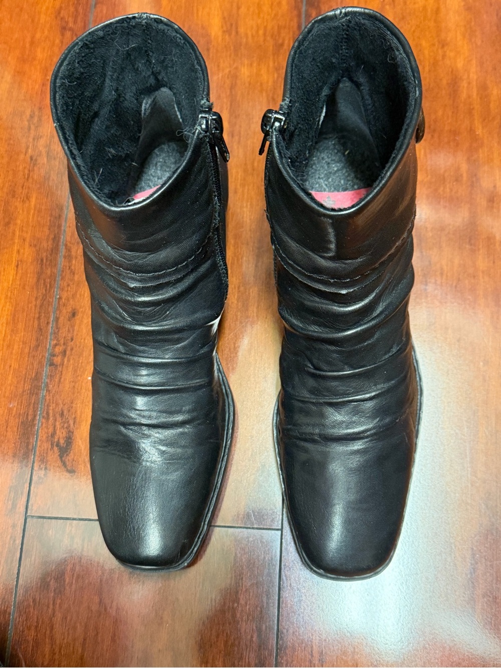 Rieker Women's Black Slouchy Leather, warm lined Ankle Boots, EUC SZ 36